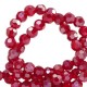 Abalorios de vidrio redondos facetados 4mm - Rojo vino-revestimiento pearl shine